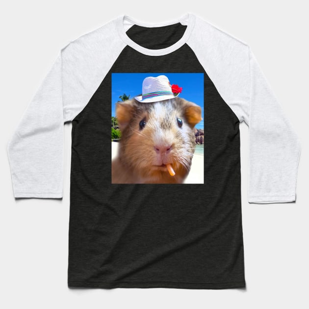 Guinea Pig Face Baseball T-Shirt by Random Galaxy